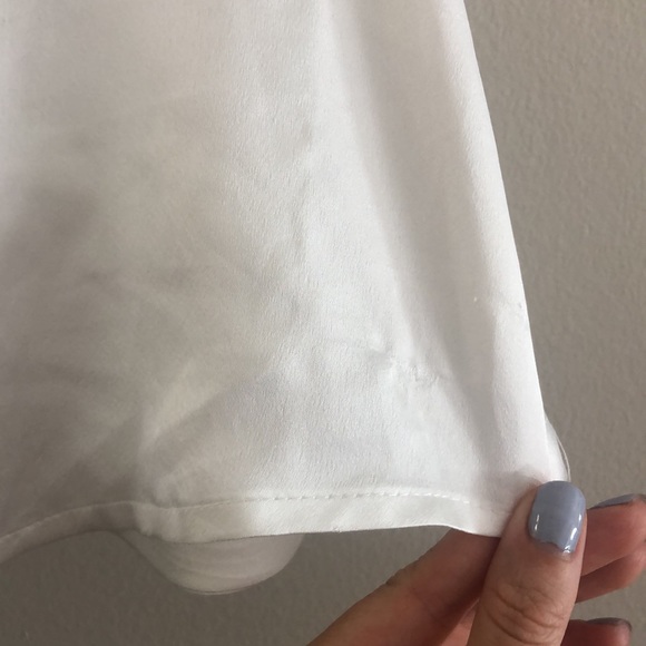 Faux silk white cropped double front tie top - Picture 3 of 4